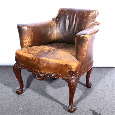 Lot 861 - George II style carved walnut library tub chair.