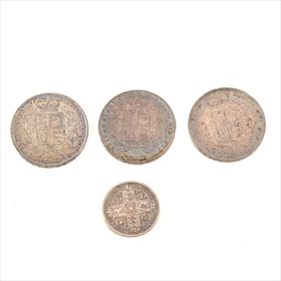 Lot 339 - Three Victorian silver Crowns 1844-1845 (x2);...