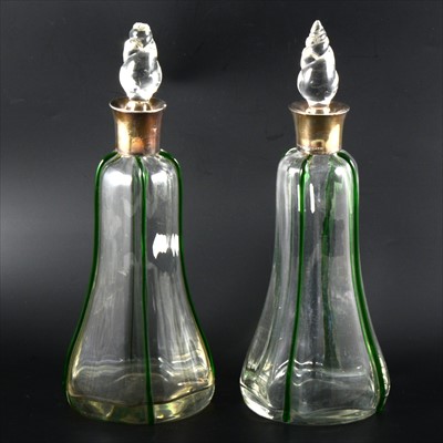 Lot 14 - A pair of silver mounted decanters, John Grinsell & Sons, Birmingham 1903
