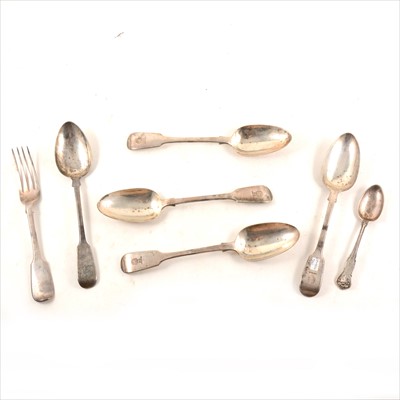 Lot 420 - A quantity of Georgian and Victorian silver flatware.