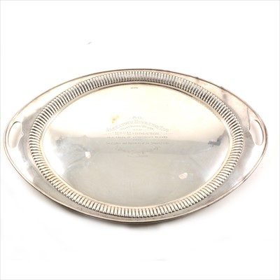 Lot 404 - A silver oval tray, Atkin Brothers, Sheffield 1913