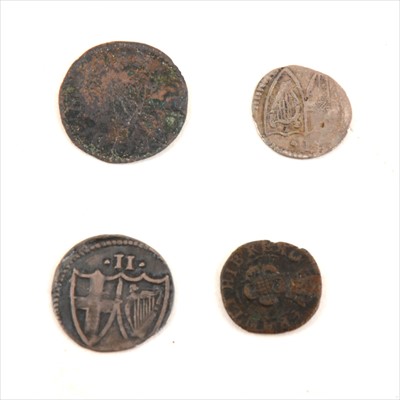 Lot 336 - James I Silver Half Groat and two Pennies;...