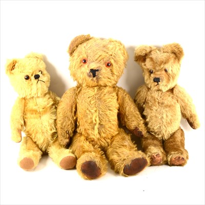 Lot 164 - Three small mohair teddy bears, c1930s