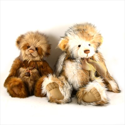 Lot 174 - Charlie Bears, "Snugglebum" limited edition to 600, 42cm, and "Jackie" with name tags, 52cm.