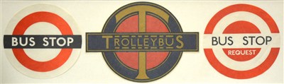 Lot 87 - London Transport original transfers, 'Bus Stop', 'Trolleybus', and 'Bus Stop Request'