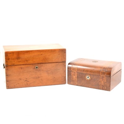 Lot 220 - Victorian walnut and Tunbridge ware banded box, width 28cm