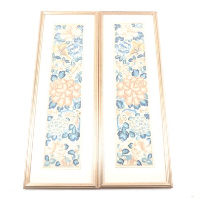 Lot 244 - A pair of Chinese framed silk-work sleeve...