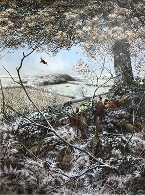 Lot 482 - Ken Turner, A flush of Pheasants in the Frost, ...
