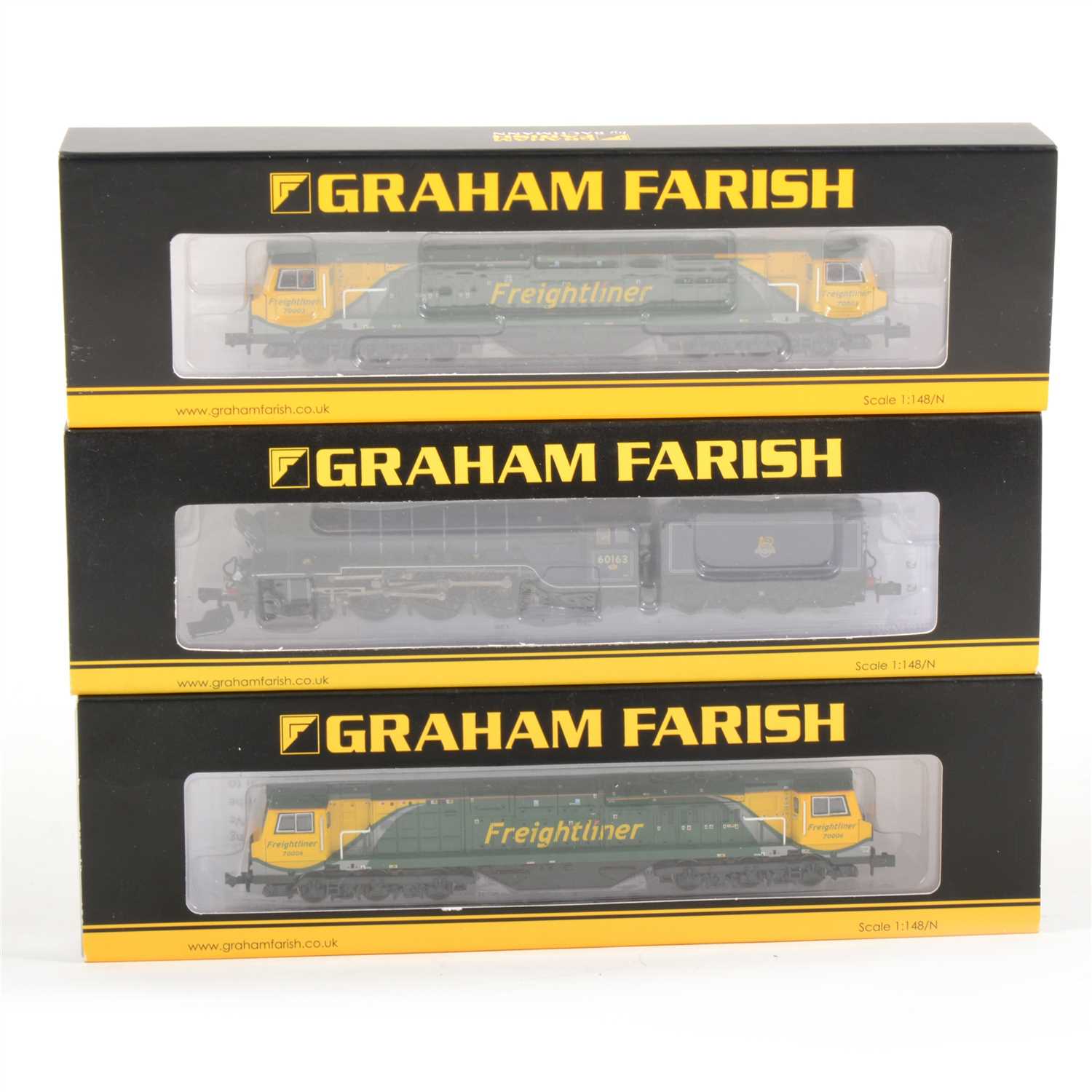 Lot 78 - Graham Farish by Bachmann N gauge model railways; including three locomotives and seven coaches, all boxed.