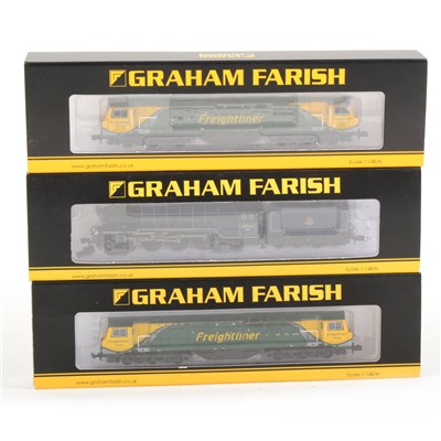 Lot 78 - Graham Farish by Bachmann N gauge model railways; including three locomotives and seven coaches, all boxed.
