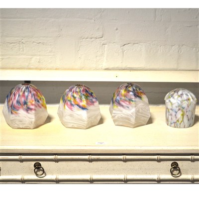 Lot 421A - Four vintage coloured glass light shades.