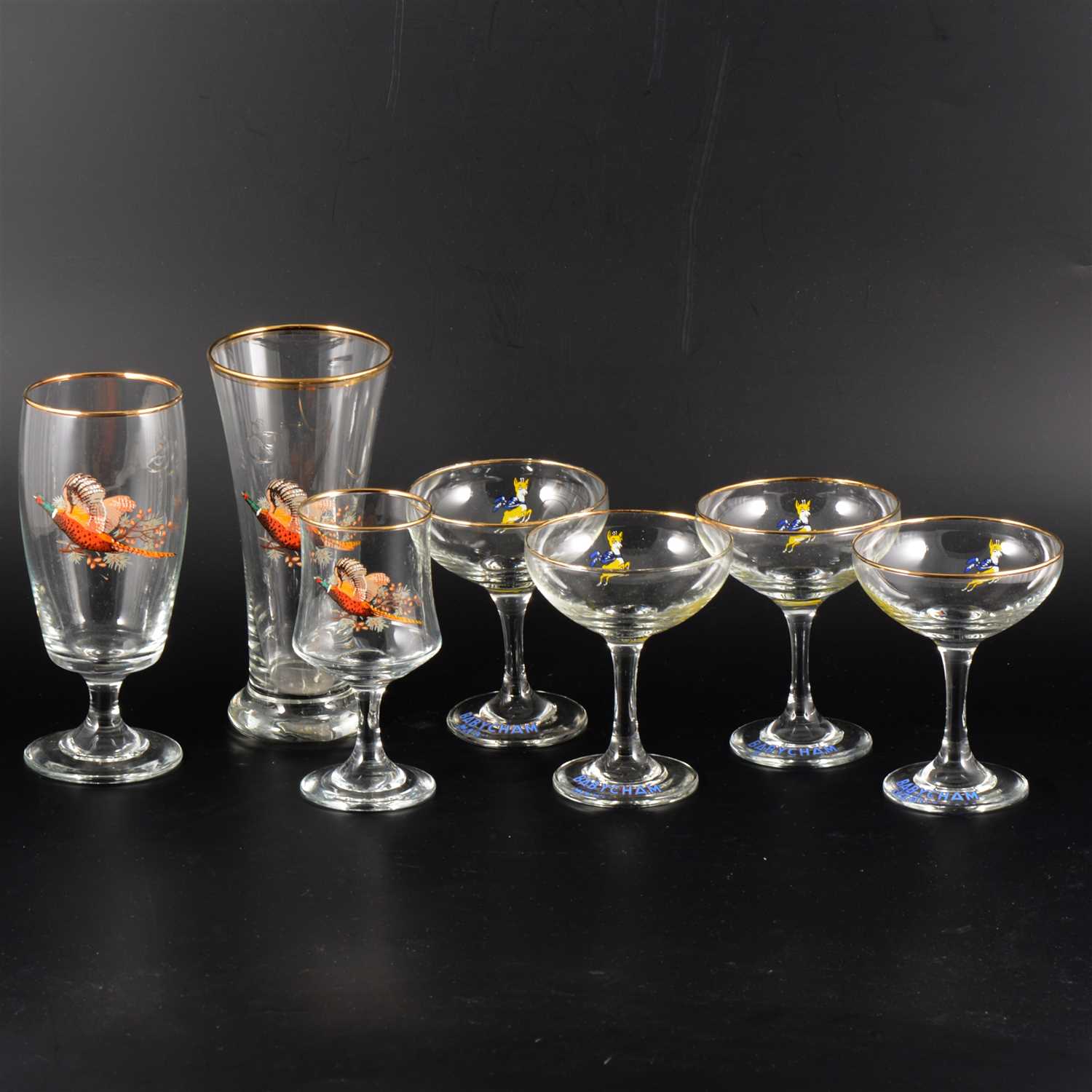 Lot 60 - Three trays of vintage retro glassware - Babycham glasses, Pink Lady, Snowball, soda syphon, pheasant ware etc