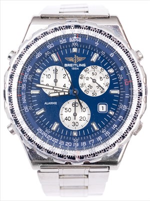 Lot 726 - Breitling - a gentleman's Jupiter Pilot Alarm Chronograph wrist watch.