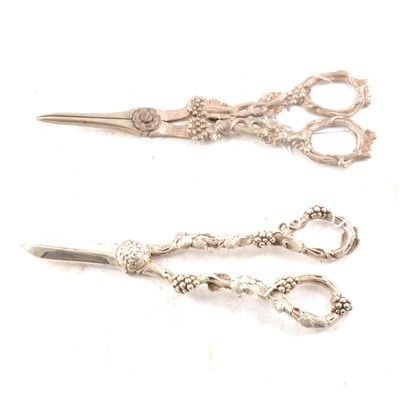 Lot 438 - Two pairs of silver grape scissors