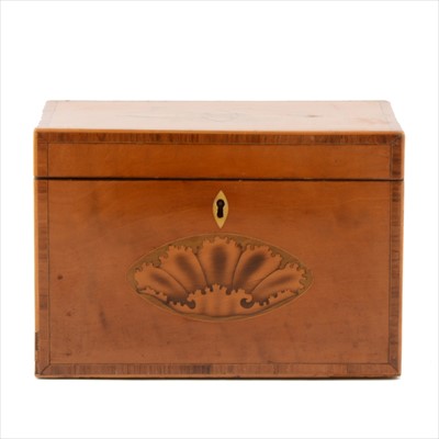 Lot 536 - George III satinwood and marquetry tea caddy