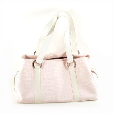 Lot 360 - A Bulgari pink fabric handbag.