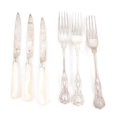 Lot 365 - A matched set of nine Kings pattern silver table forks