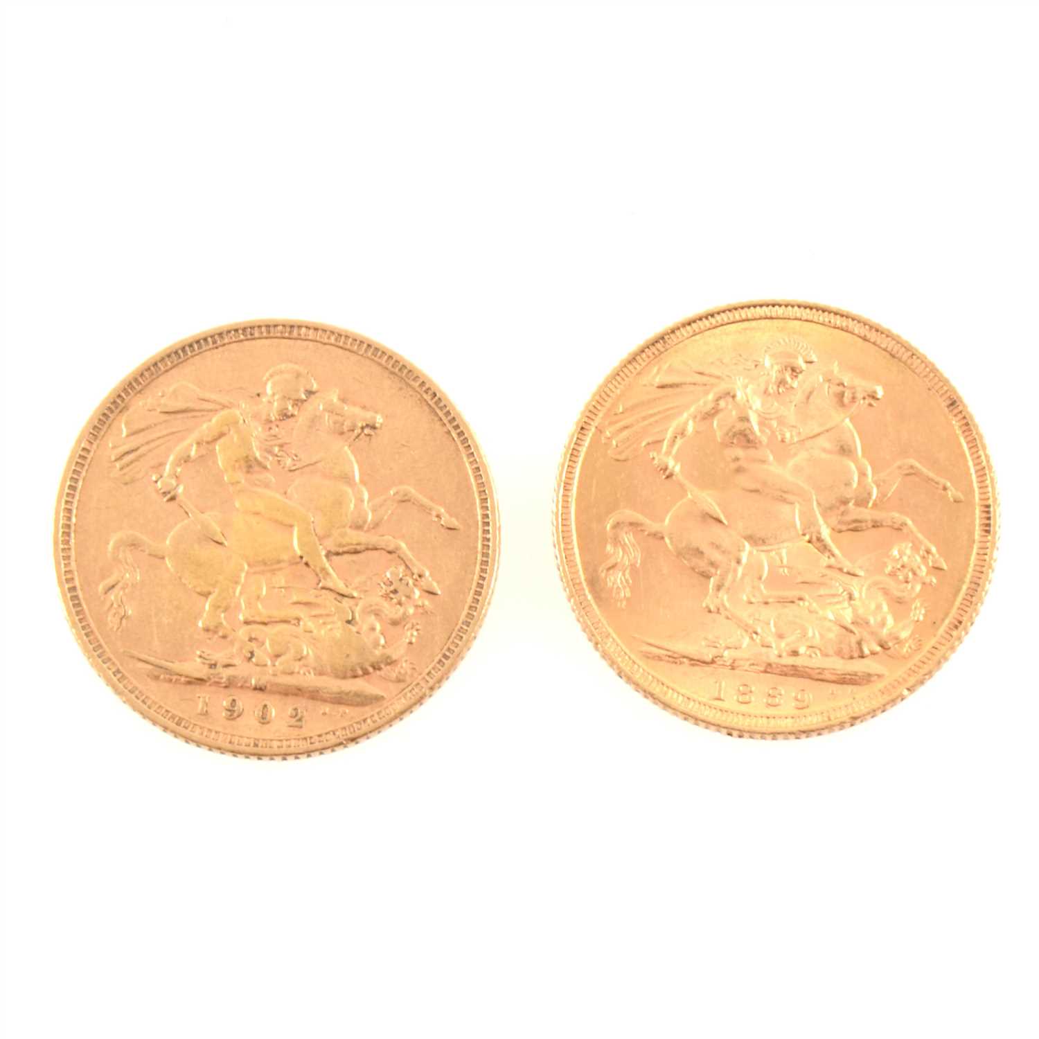 Lot 398 - Two Full Sovereigns, Victoria Jubilee Head 1889, Edward VII 1902 Melbourne Mint.
