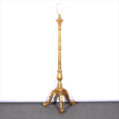 Lot 613 - A gilt wood standard lamp