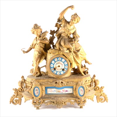 Lot 162 - French gilt spelter mantel clock