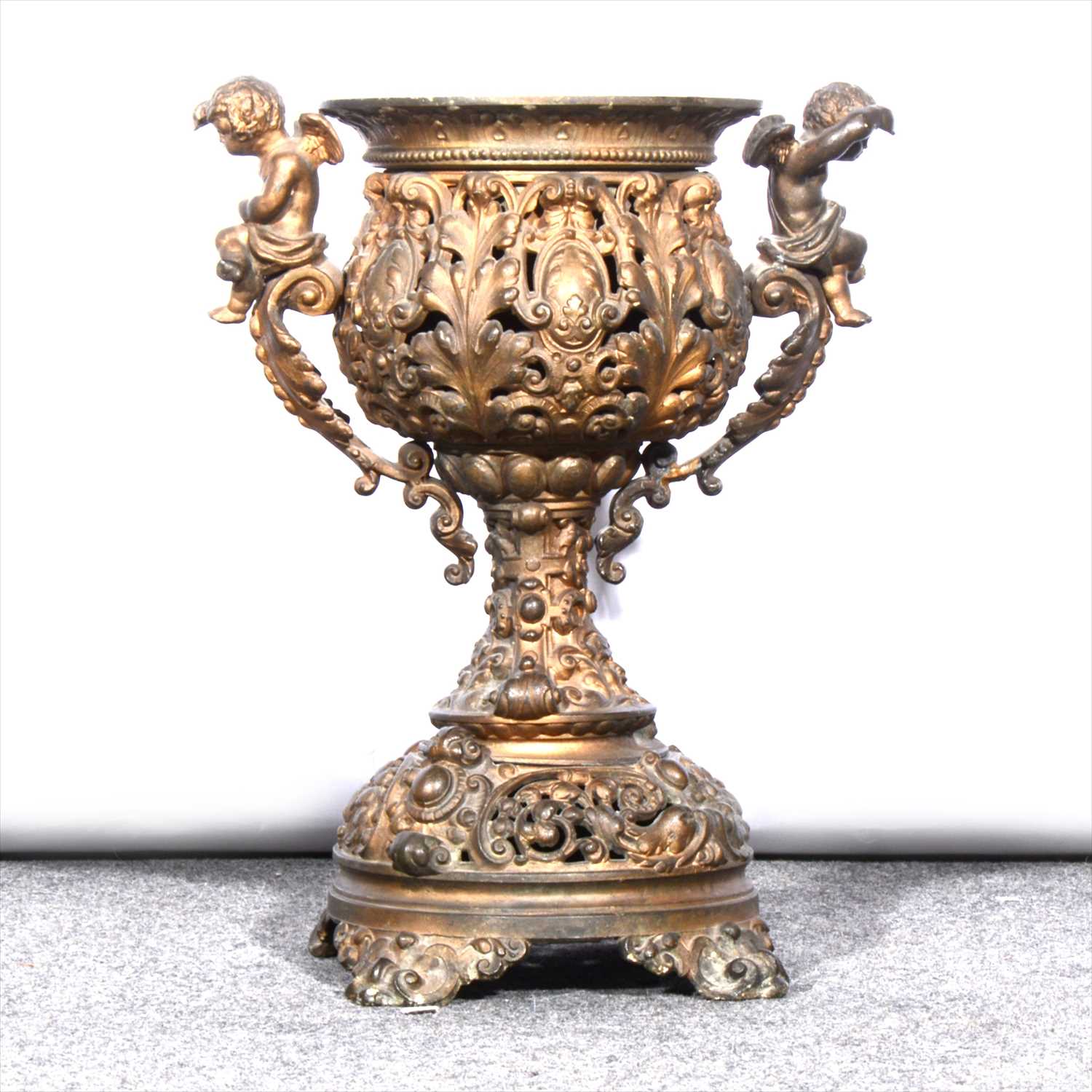 Lot 245 - A Victorian gilt spelter ornamental urn