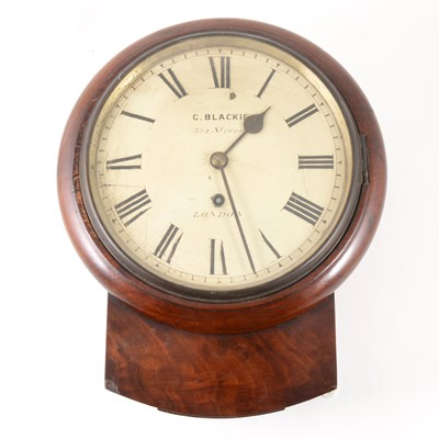 Lot 398 - A Victorian mahogany drop dial wall clock, G Blackie, 392 Strand, London