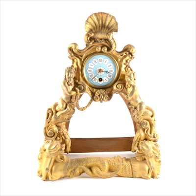 Lot 165 - A French gilt metal 'Neptune' portico clock
