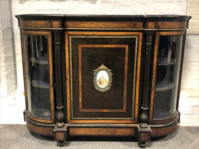 Lot 502 - Victorian burr walnut and ebonised credenza