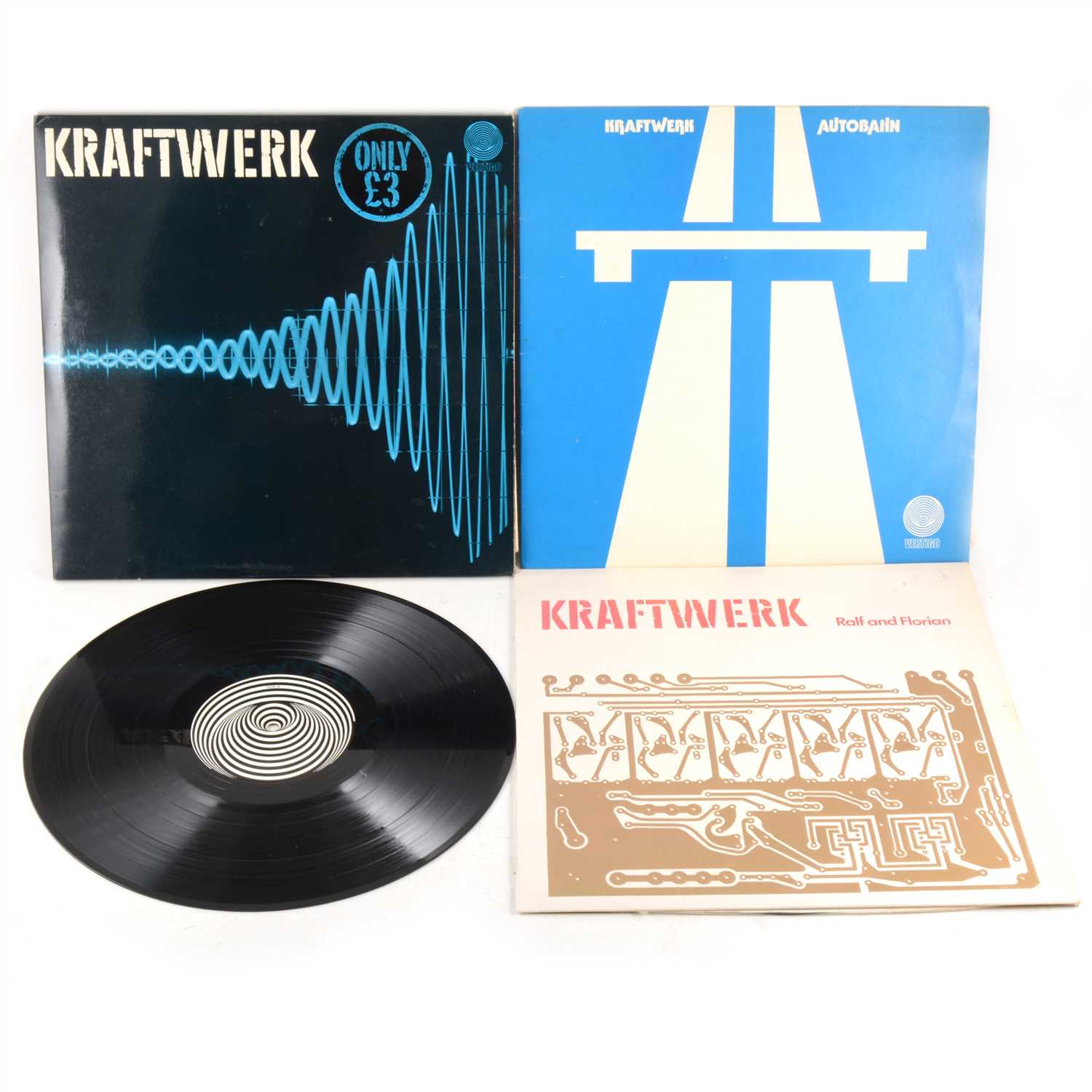 Lot 669 - Kraftwerk; three vinyl record LP albums, Autobahn, Ralf and Florian.