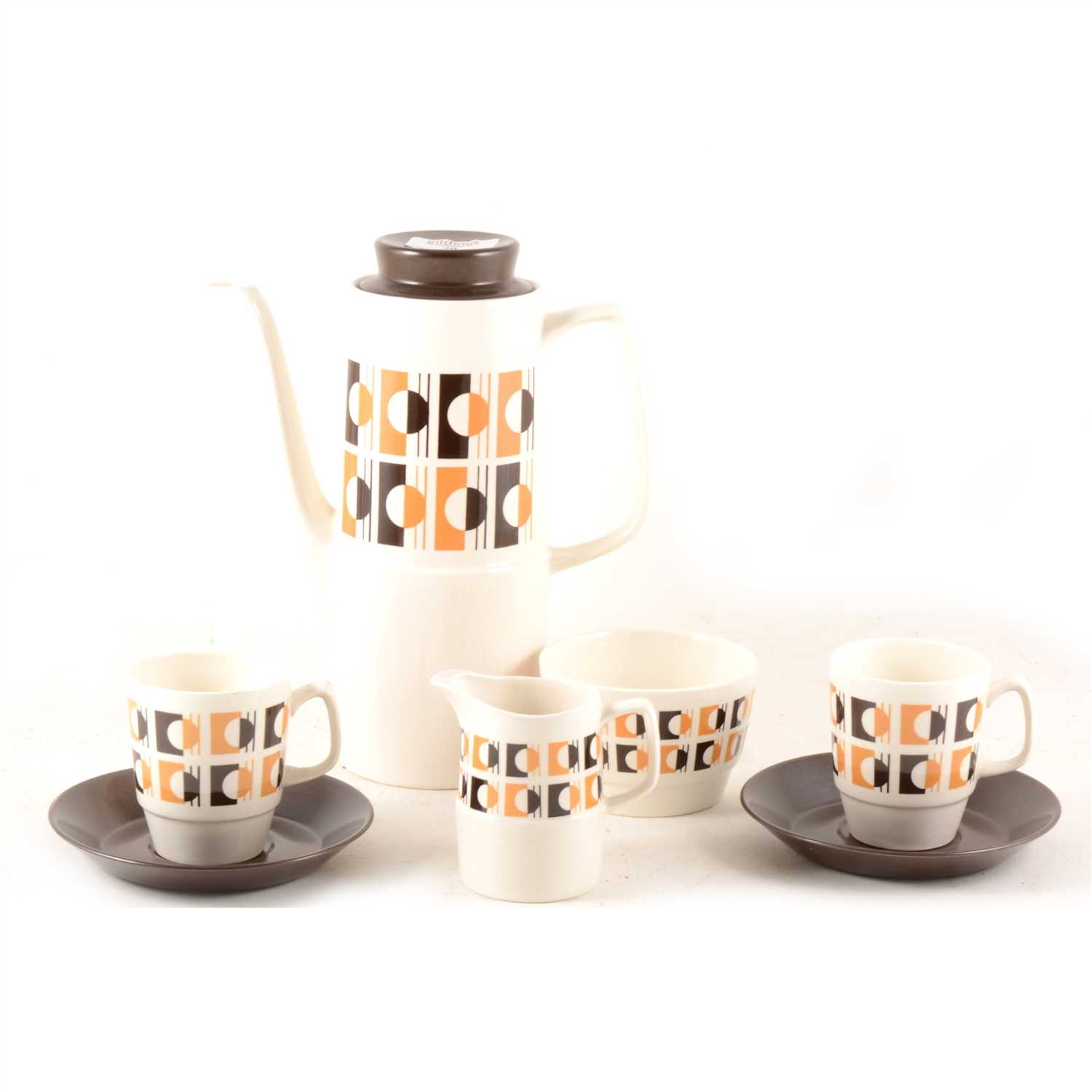 Lot 30 - An Empire pottery coffee set, Retro pattern