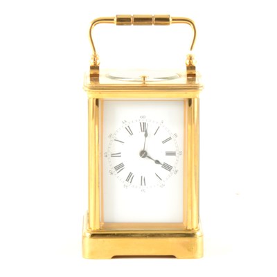 Lot 128 - A brass carriage clock, French movement