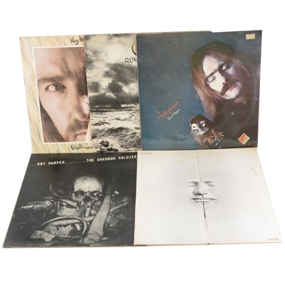 Lot 673 - Roy Harper; five vinyl LP records, Lifemask, The Unknown Soldier, Folkjokeopus, Bullinamingvase, HQ.