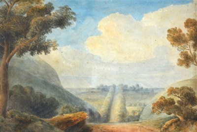 Lot 527 - English School, 19th Century, landscape with a...