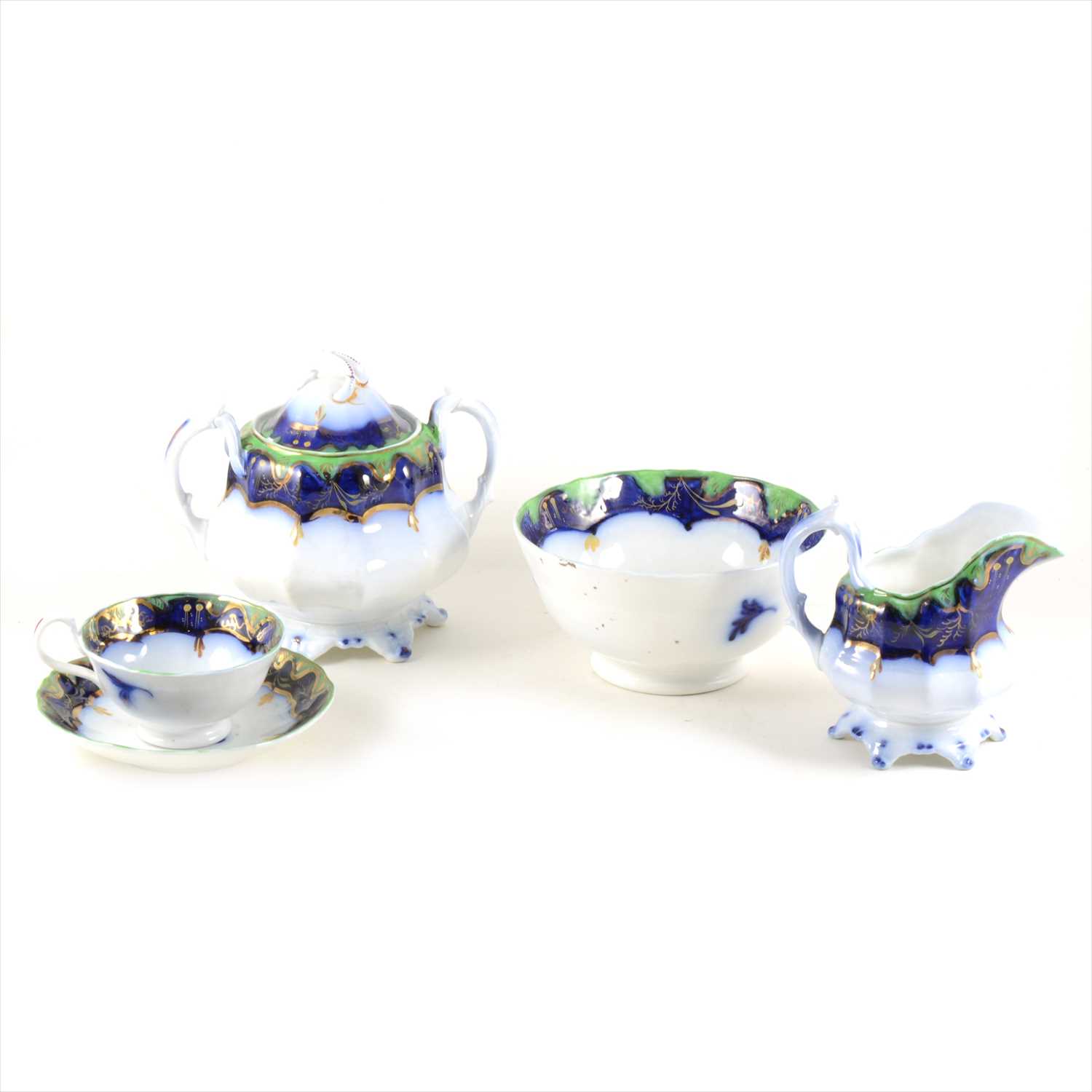 Lot 38 - A pair of Royal Derby dessert dishes, and a Victorian ironstone part teaset.