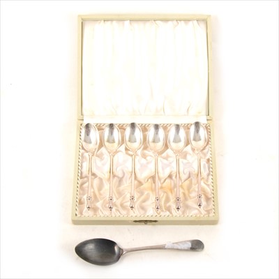 Lot 390 - Six W & S Sorensen silver coffee spoons.