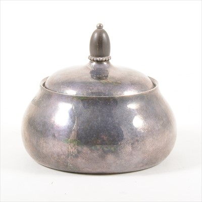 Lot 190 - A sterling silver sugar bowl and cover, Georg Jensen, post-1945