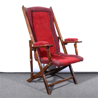 Lot 716 - An Edwardian stained wood folding easy chair