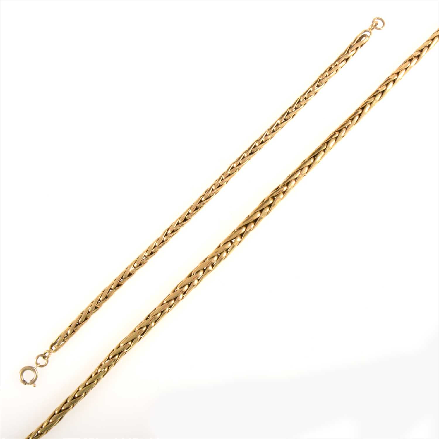 Lot 682 - A 9 carat yellow gold necklace and matching bracelet suite.