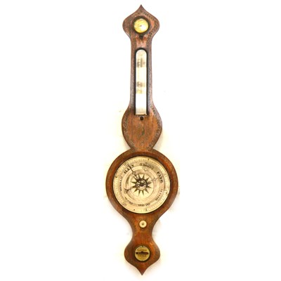 Lot 444A - An early Victorian painted rosewood banjo-shape wall barometer, Feldheim, Norwich, ...