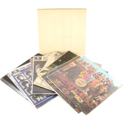 Lot 650 - The Beatles; twelve vinyl LP records including The White Album, Sgt Peppers etc.