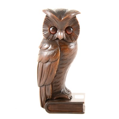 Lot 140 - A H Oswald owl clock with rotating eyes.