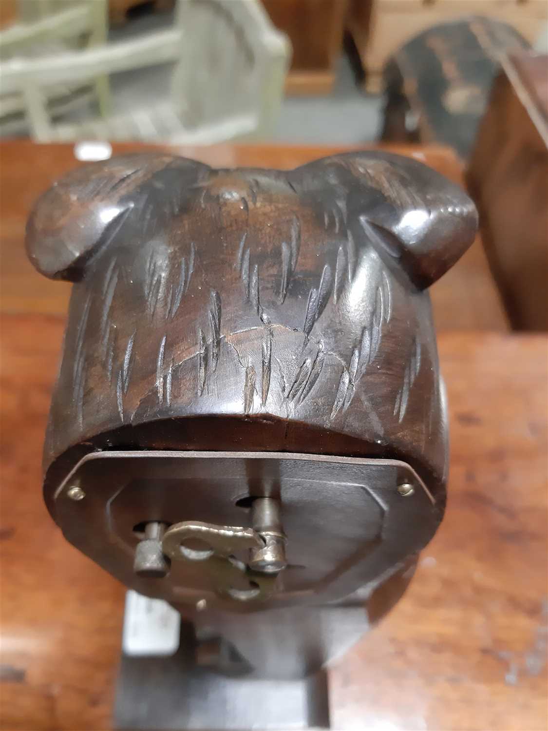 Lot 140 A H Oswald owl clock with rotating eyes.