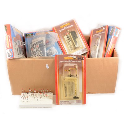 Lot 68 - A large quantity of OO gauge model railway track-side accessories and layout scenery, one box.