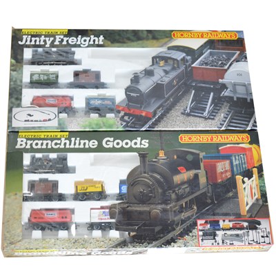Lot 62 - Hornby OO gauge model railway sets; four including 'Jinty Freight Set' and 'Branchline Goods' etc