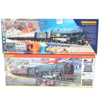 Lot 63 - Hornby OO gauge model railway sets; two including 'East Coast Express', and 'Cornish Riviera Express'
