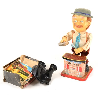 Lot 172 - Vintage toys and games, including Monopoly, Charley Weaver Bartender etc.