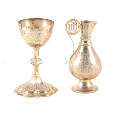 Lot 154 - A Victorian silver chalice and ewer.