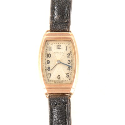 Lot 302 - Rolex - a 9 carat yellow gold 1930s wrist watch.