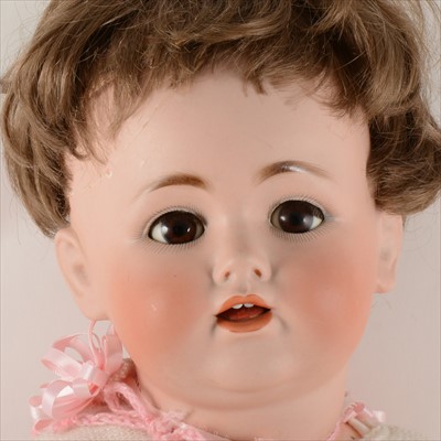 Lot 120 - Two German JDK Ketsner bisque head baby dolls, a boy and girl, composition bodies, fixed eyes, open mouth, (both with damages), 62cm and 52cm.