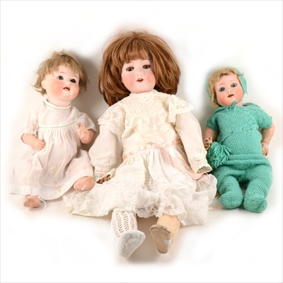 Lot 118 - Three bisque head dolls, an Armand Marseille,  Heubach Koppelsdort and an American.